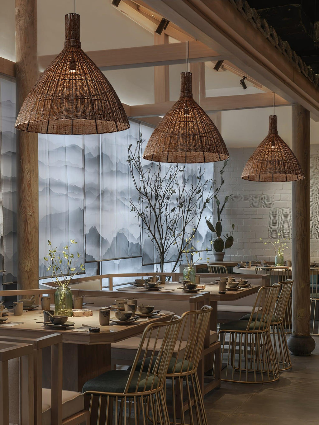 Nytheos Lampe Suspension en Rotin Naturel Artistique - Neutralighting