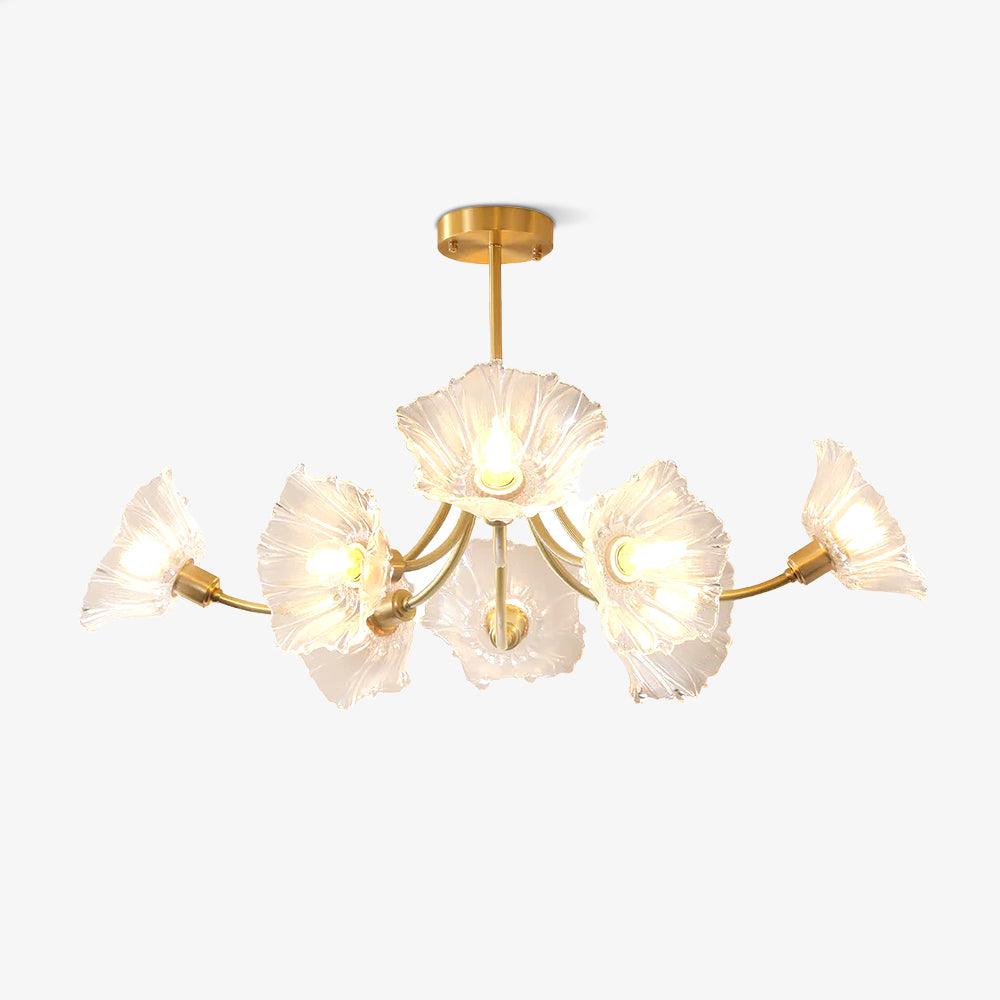 Lustra Chandelier en Verre Fleur avec Finition Laiton - Neutralighting