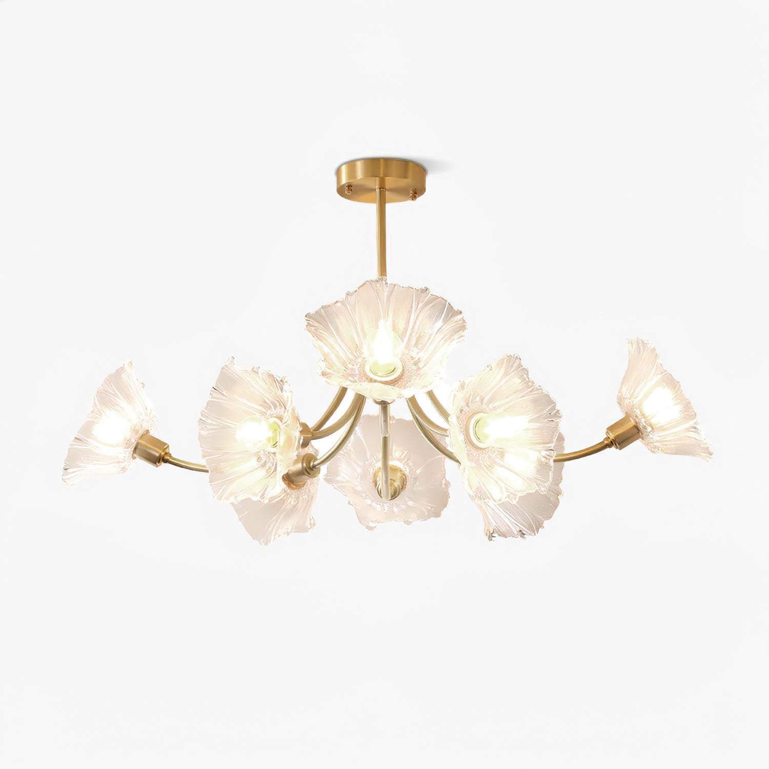 Lustra Chandelier en Verre Fleur avec Finition Laiton - Neutralighting