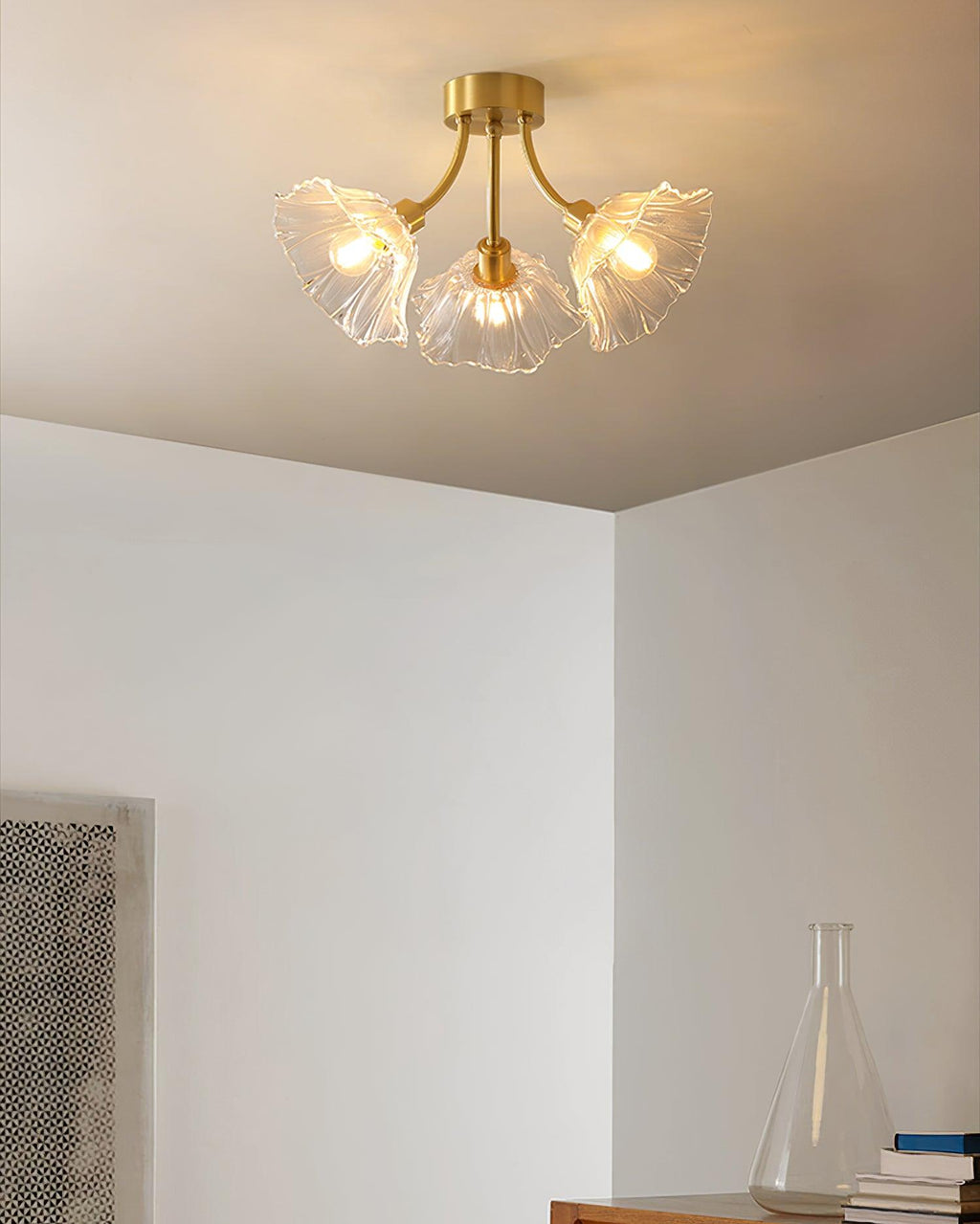 Solara Lumière de Plafond Fleur en Verre Pétale Chic Élégante - Neutralighting