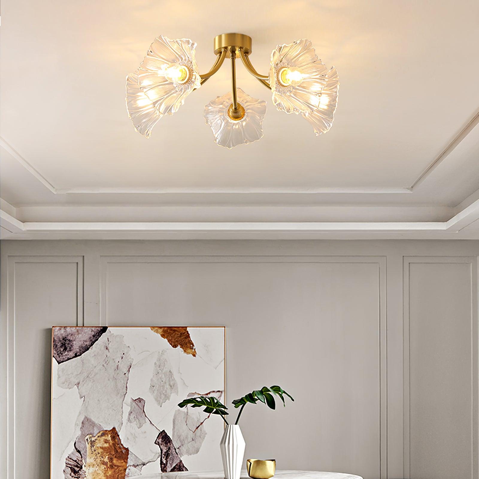 Solara Lumière de Plafond Fleur en Verre Pétale Chic Élégante - Neutralighting