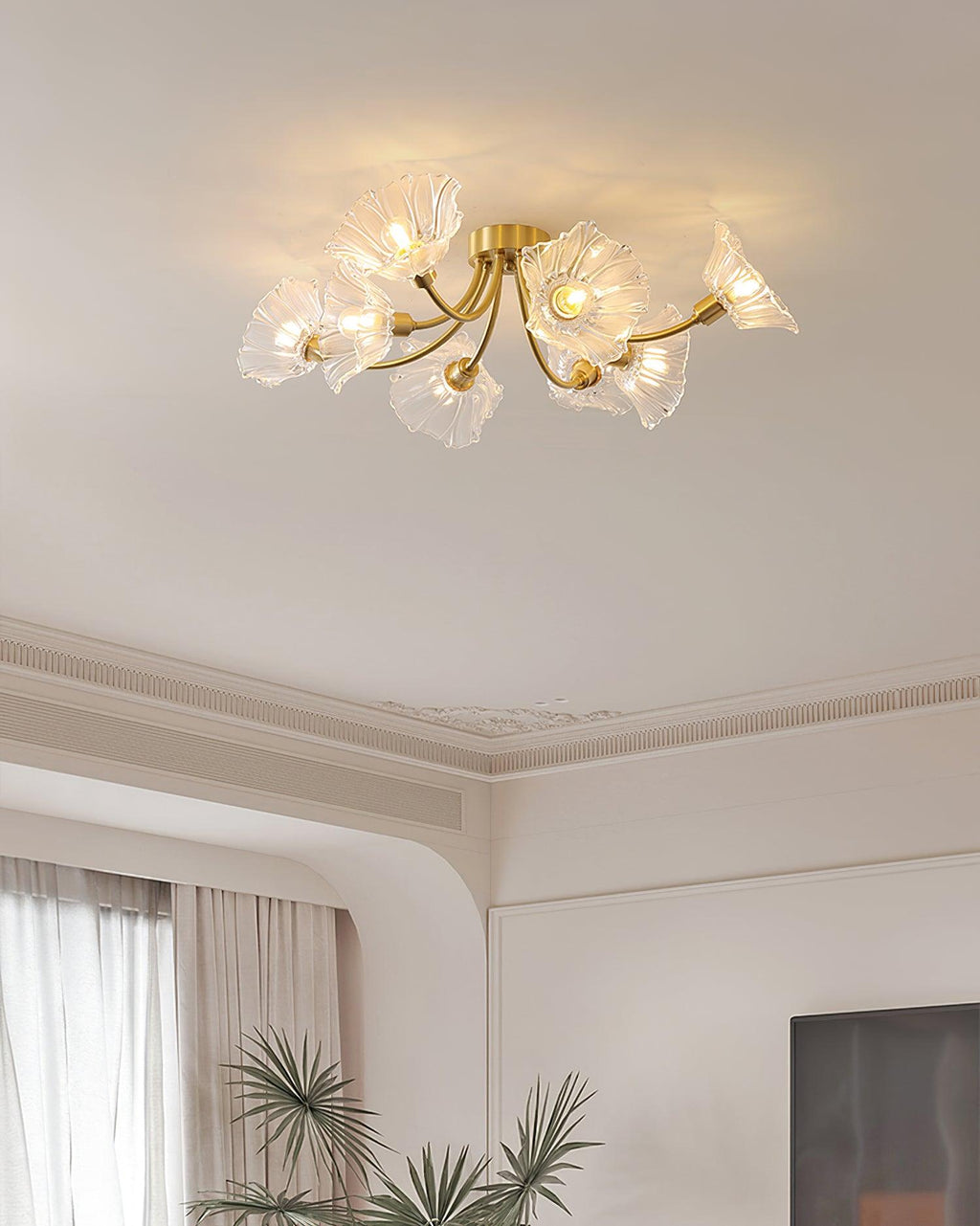 Solara Lumière de Plafond Fleur en Verre Pétale Chic Élégante - Neutralighting