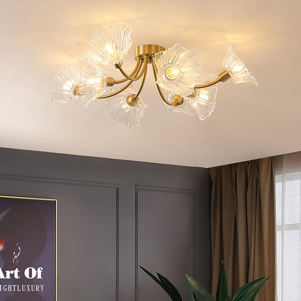 Solara Lumière de Plafond Fleur en Verre Pétale Chic Élégante - Neutralighting