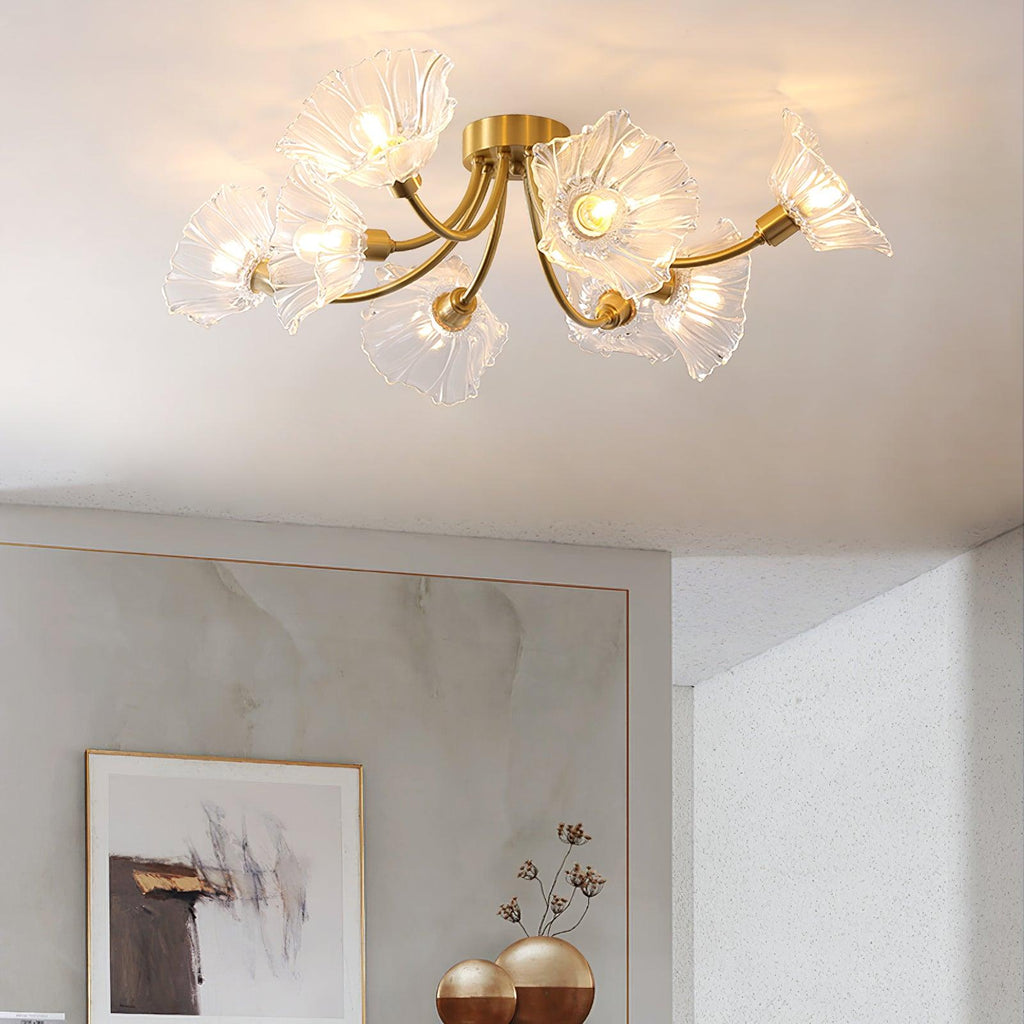 Solara Lumière de Plafond Fleur en Verre Pétale Chic Élégante - Neutralighting
