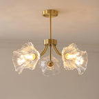 Lustra Chandelier en Verre Fleur avec Finition Laiton - Neutralighting
