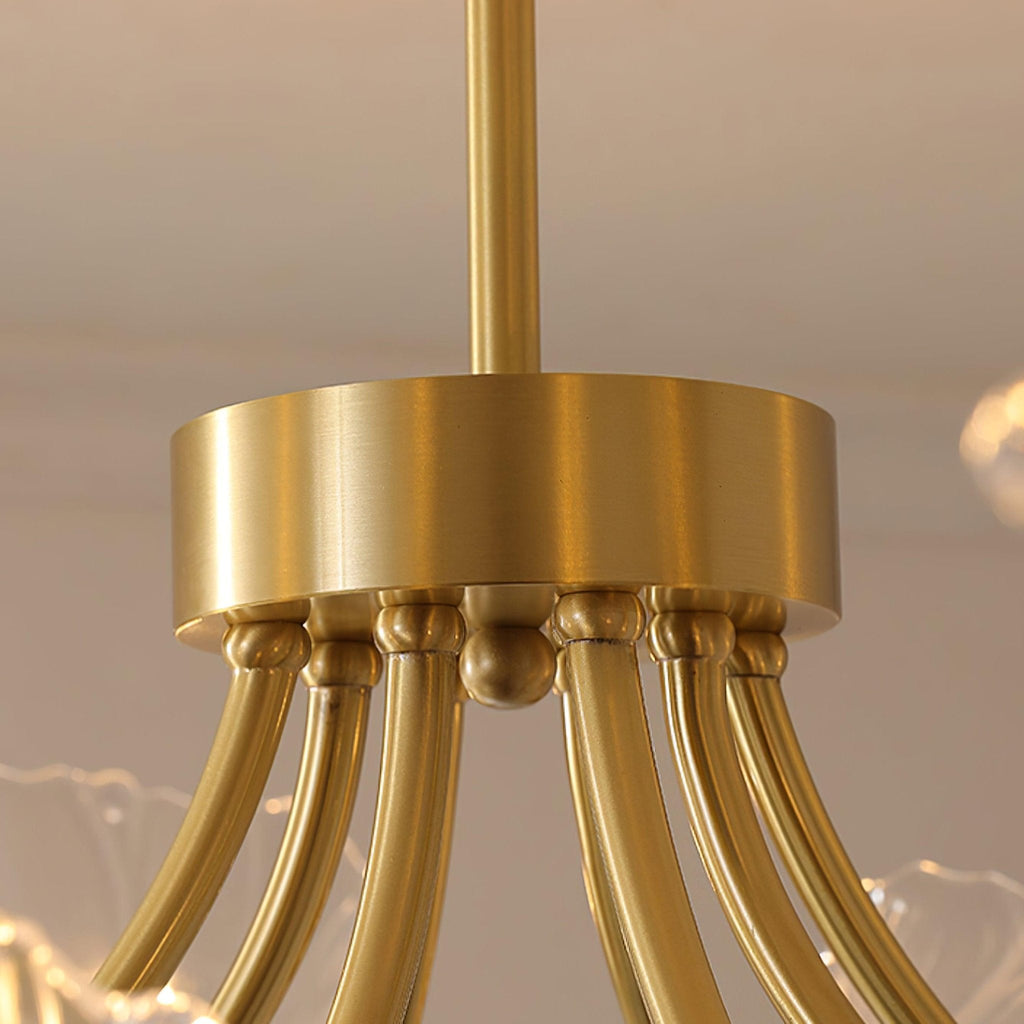 Lustra Chandelier en Verre Fleur avec Finition Laiton - Neutralighting