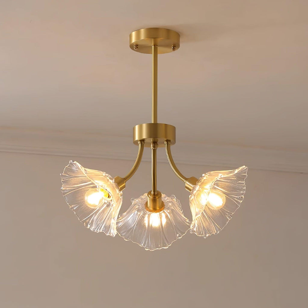 Lustra Chandelier en Verre Fleur avec Finition Laiton - Neutralighting