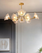 Lustra Chandelier en Verre Fleur avec Finition Laiton - Neutralighting