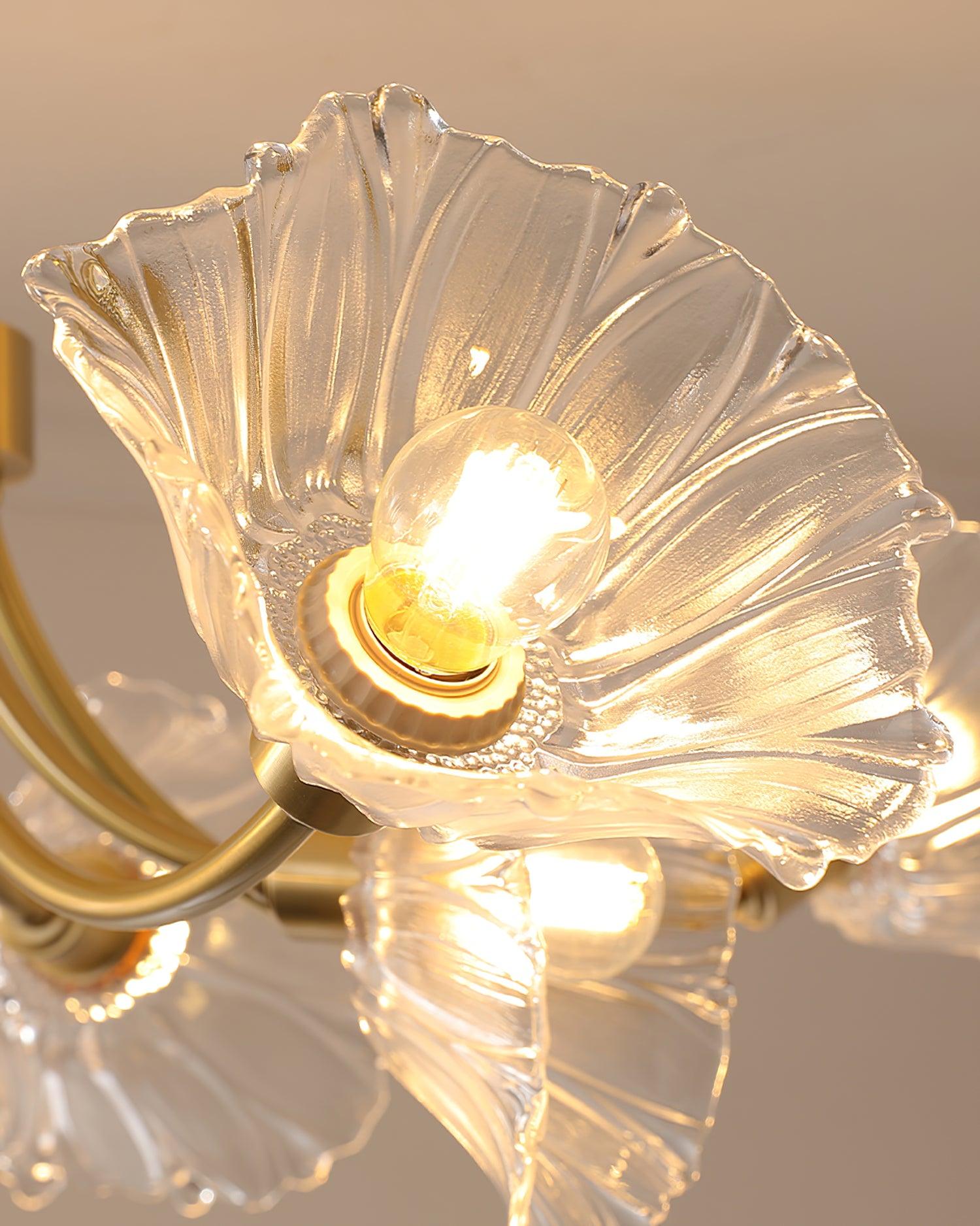 Lustra Chandelier en Verre Fleur avec Finition Laiton - Neutralighting