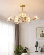 Lustra Chandelier en Verre Fleur avec Finition Laiton - Neutralighting