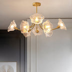 Lustra Chandelier en Verre Fleur avec Finition Laiton - Neutralighting