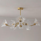 Lustra Chandelier en Verre Fleur avec Finition Laiton - Neutralighting