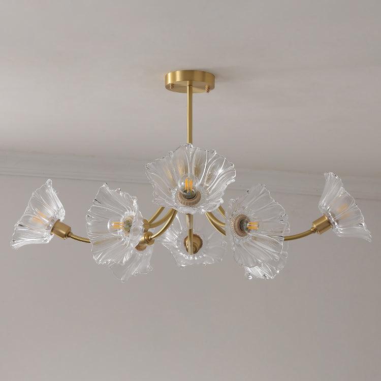 Lustra Chandelier en Verre Fleur avec Finition Laiton - Neutralighting