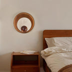 Ritta Applique Murale Travertin Cadre Circulaire en Bois - Neutralighting