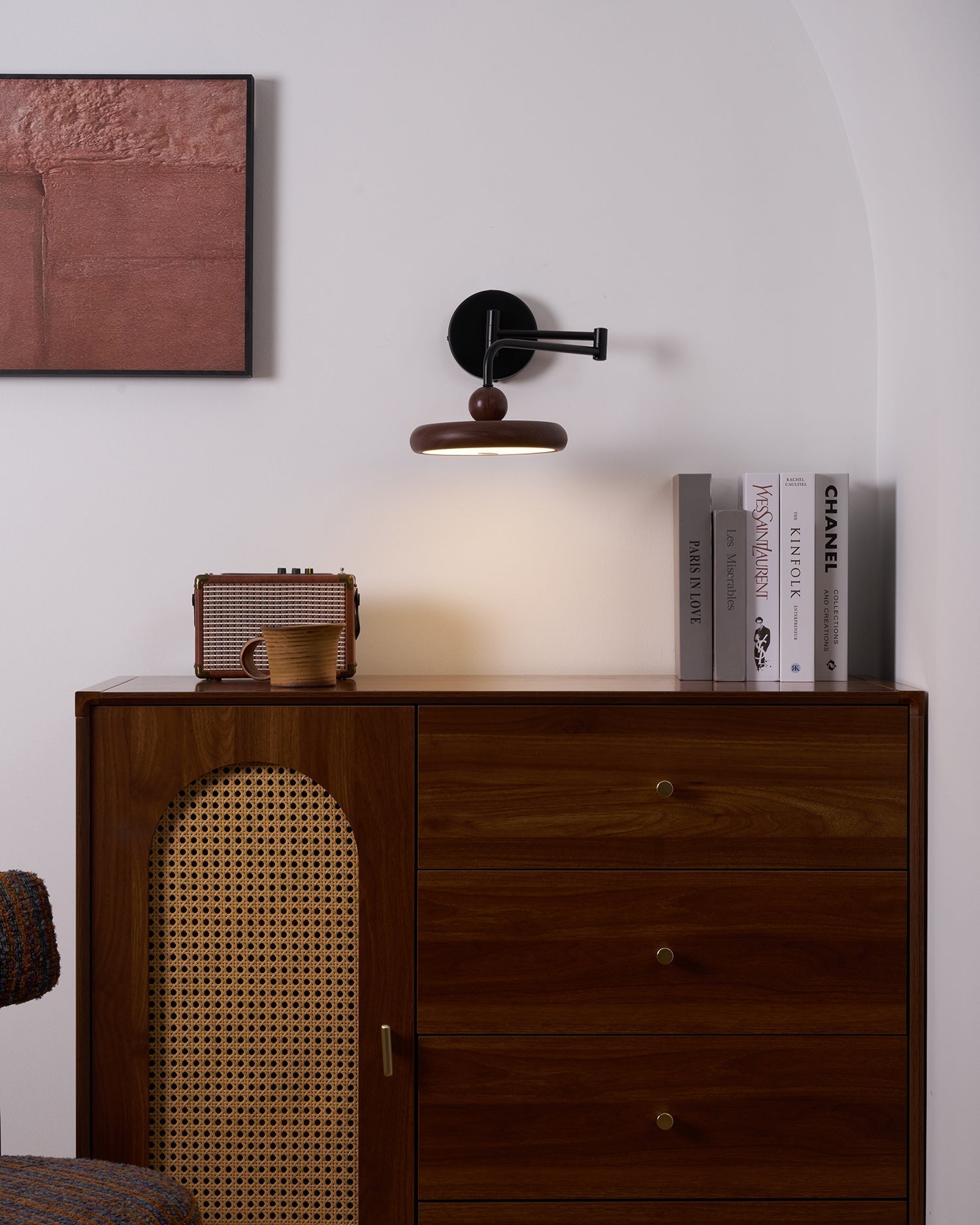 Kenshika Bois Disque Noir Applique Lumière - Neutralighting
