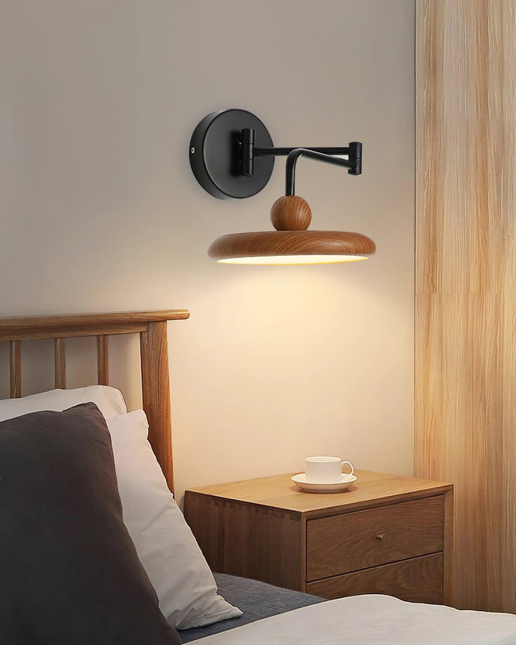 Kenshika Bois Disque Noir Applique Lumière - Neutralighting