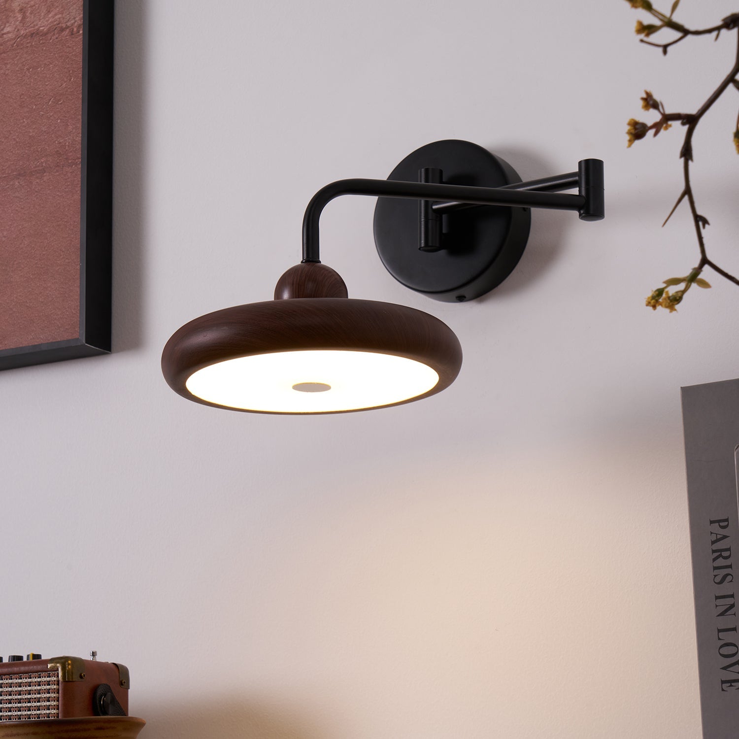 Kenshika Bois Disque Noir Applique Lumière - Neutralighting