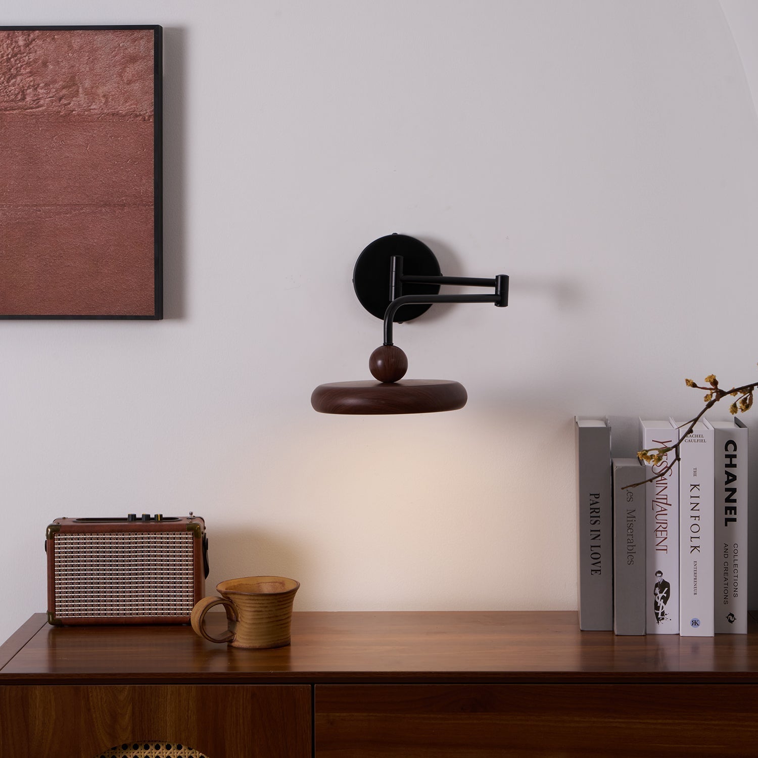 Kenshika Bois Disque Noir Applique Lumière - Neutralighting