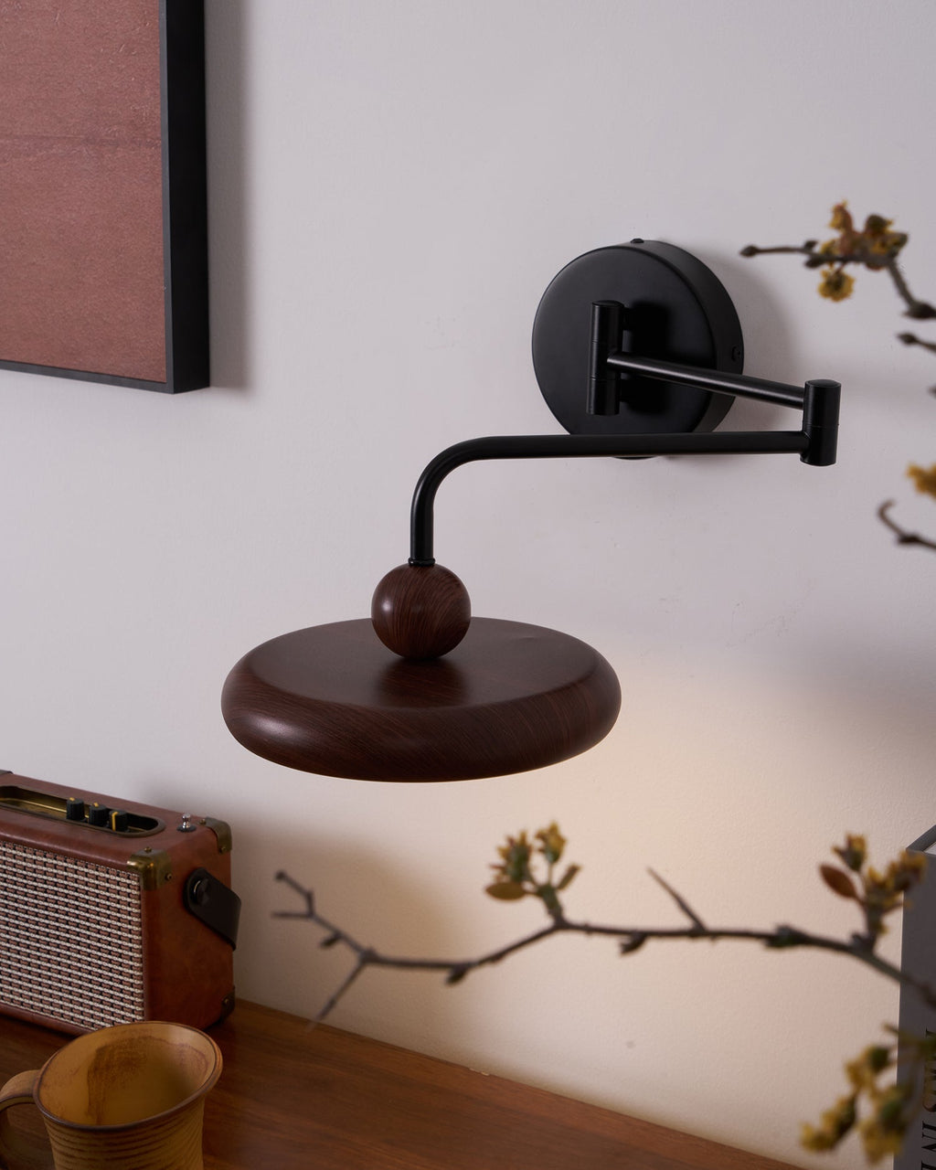 Kenshika Bois Disque Noir Applique Lumière - Neutralighting