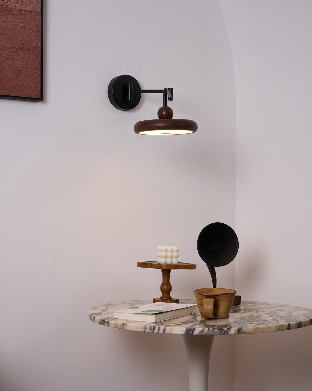Kenshika Bois Disque Noir Applique Lumière - Neutralighting