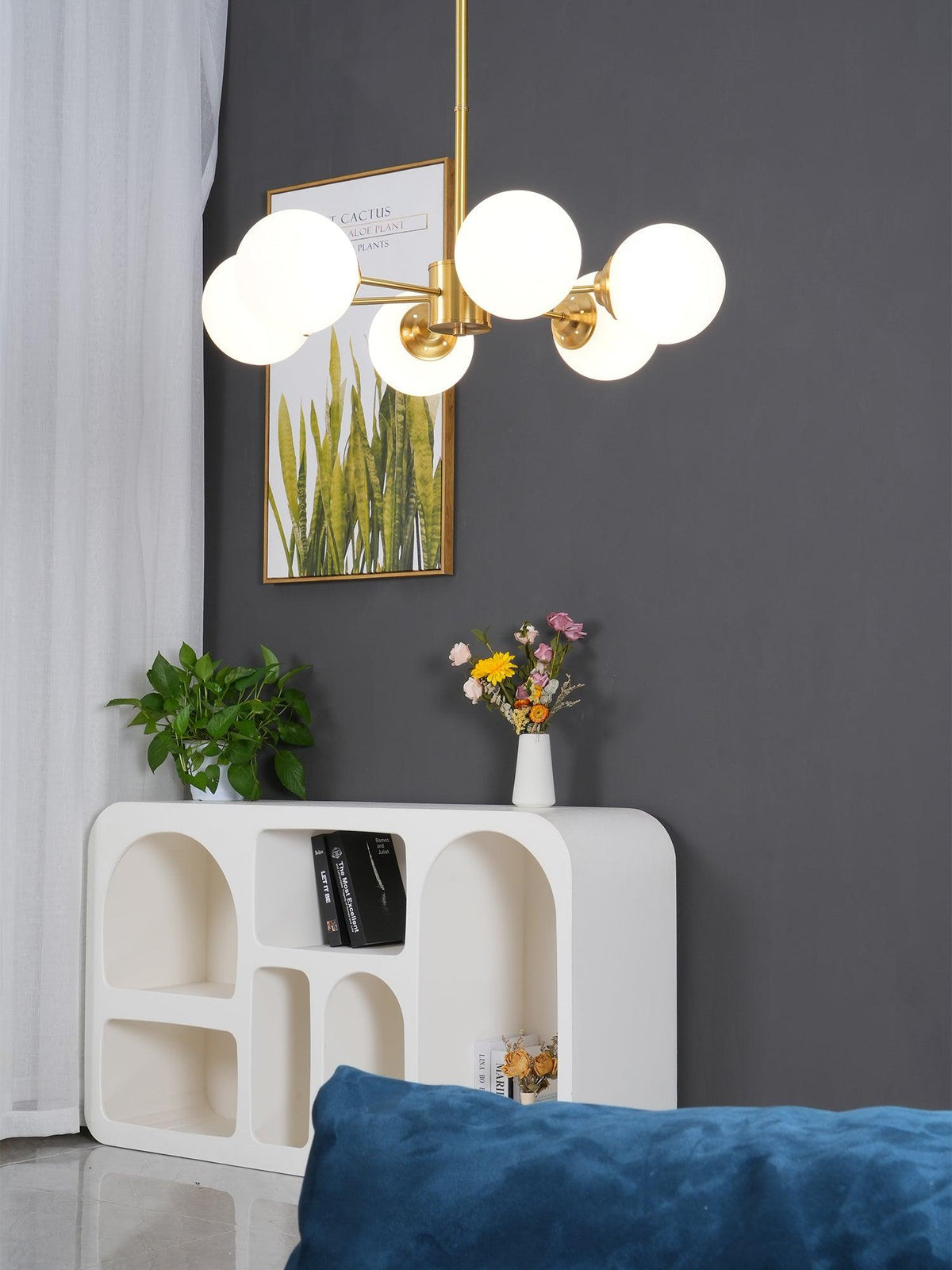 Lustra Chandelier en Laiton Verre Opale - Neutralighting