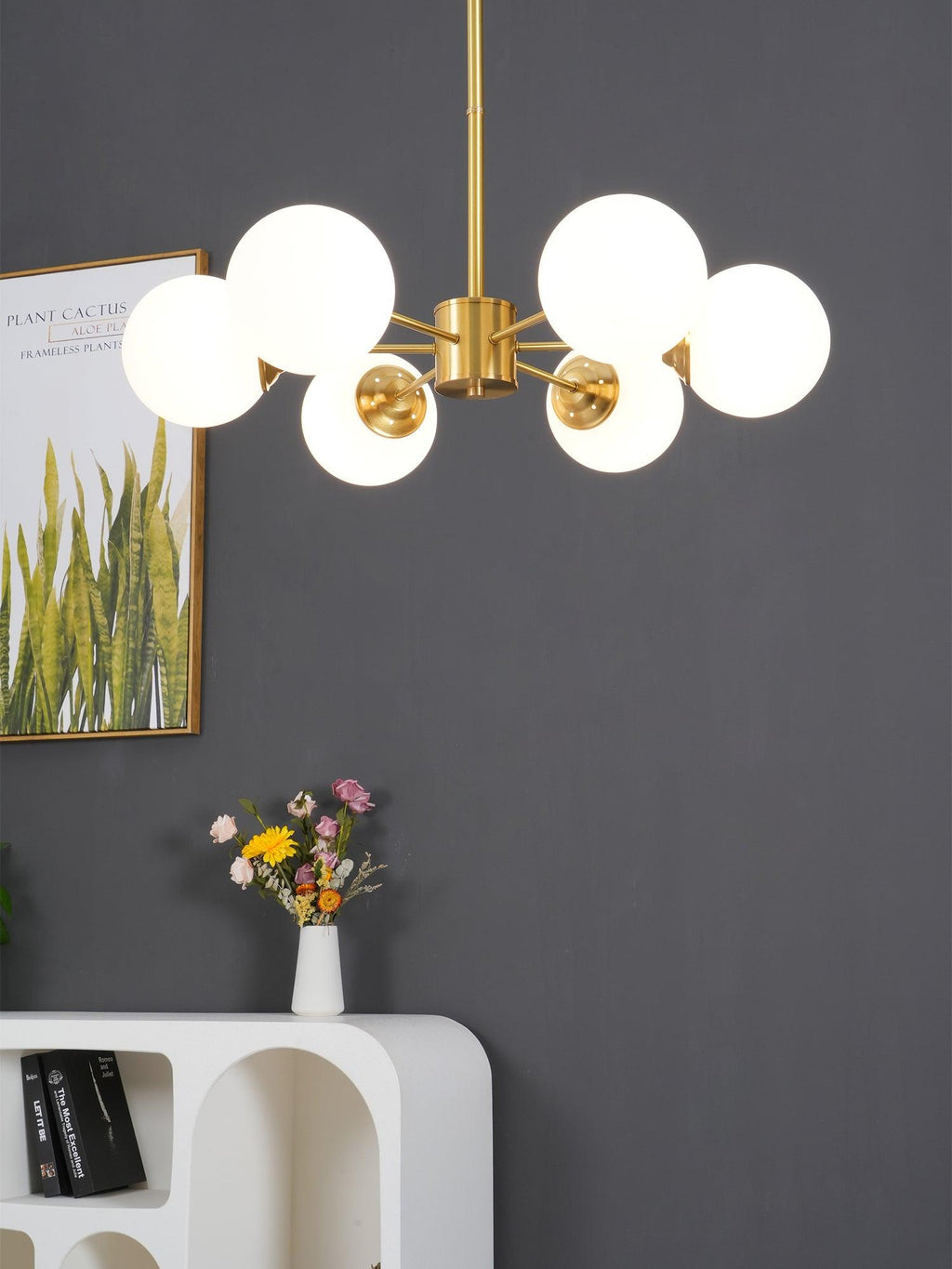 Lustra Chandelier en Laiton Verre Opale - Neutralighting