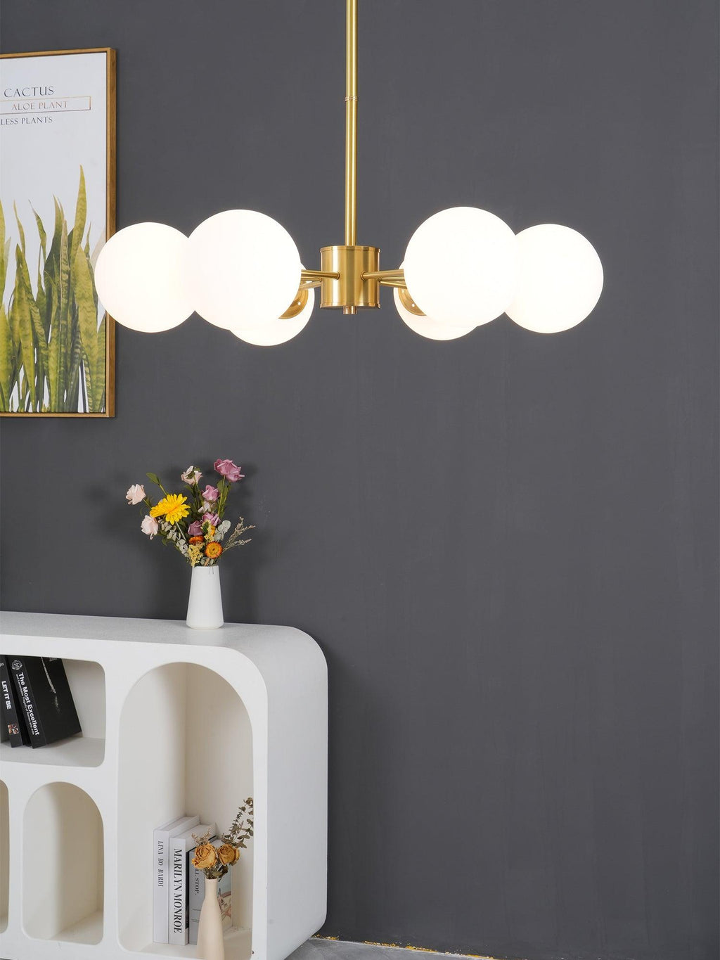 Lustra Chandelier en Laiton Verre Opale - Neutralighting