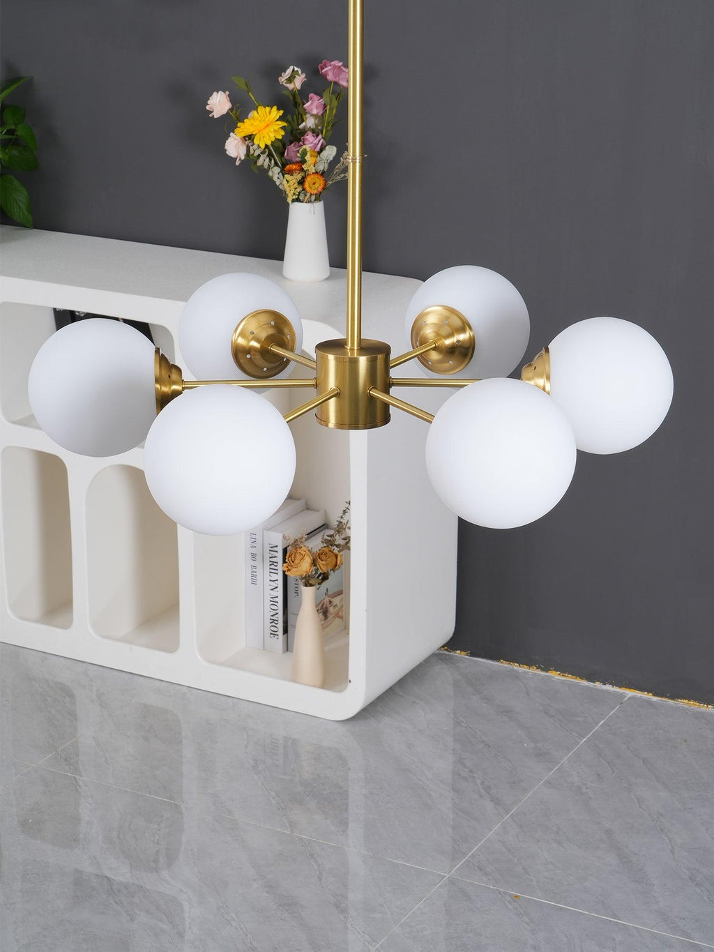 Lustra Chandelier en Laiton Verre Opale - Neutralighting