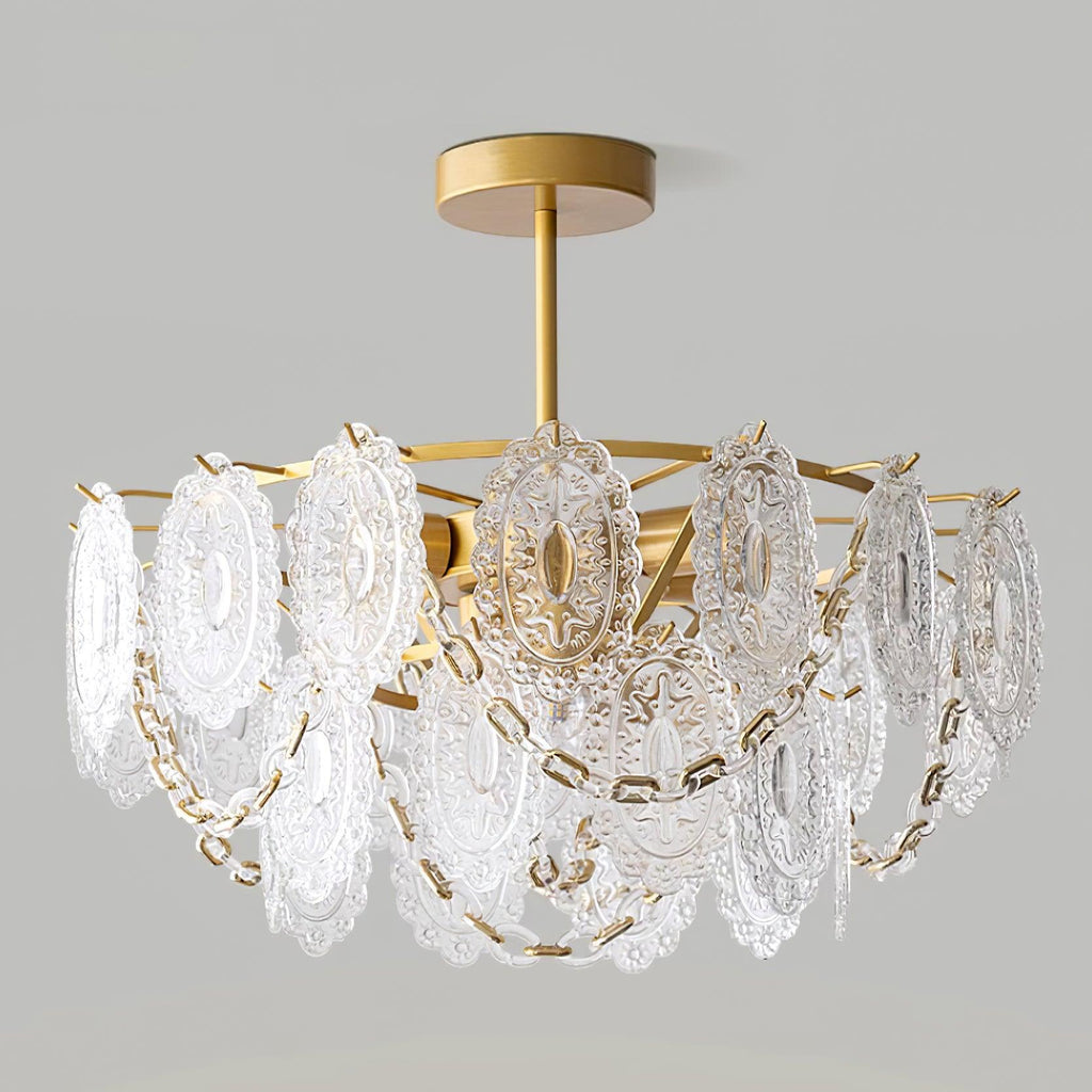 Katia Lustre Cascades de Cristal Verre Or - Neutralighting