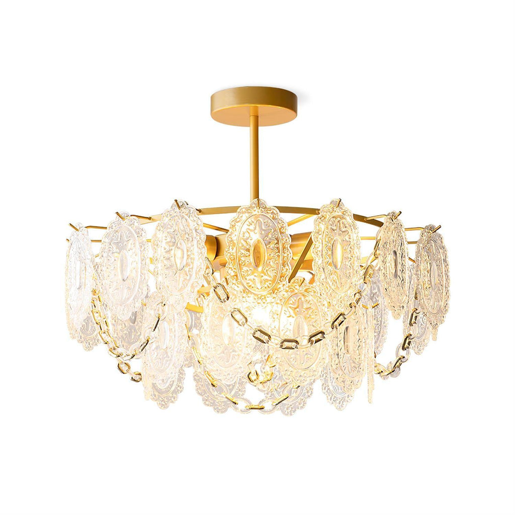 Katia Lustre Cascades de Cristal Verre Or - Neutralighting