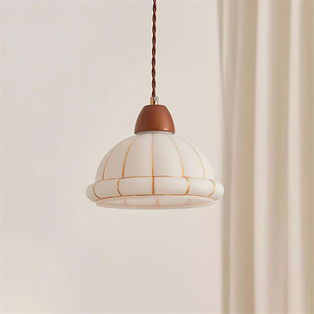 Lampe Suspendue Avec Abat-jour en Verre et Accents en Bois de Noyer Minimaliste - Neutralighting