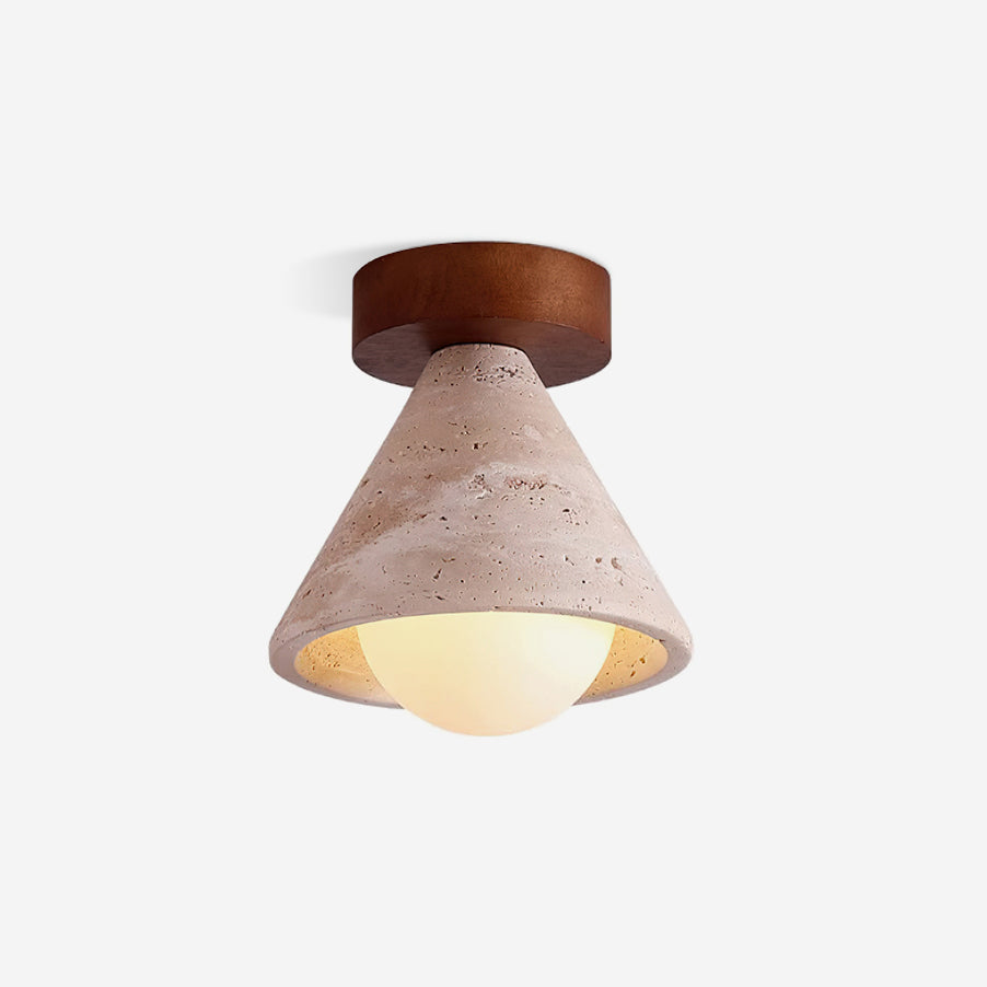Hudon Lampe Plafonnier Semi-Encastrée en Cone de Travertin - Neutralighting