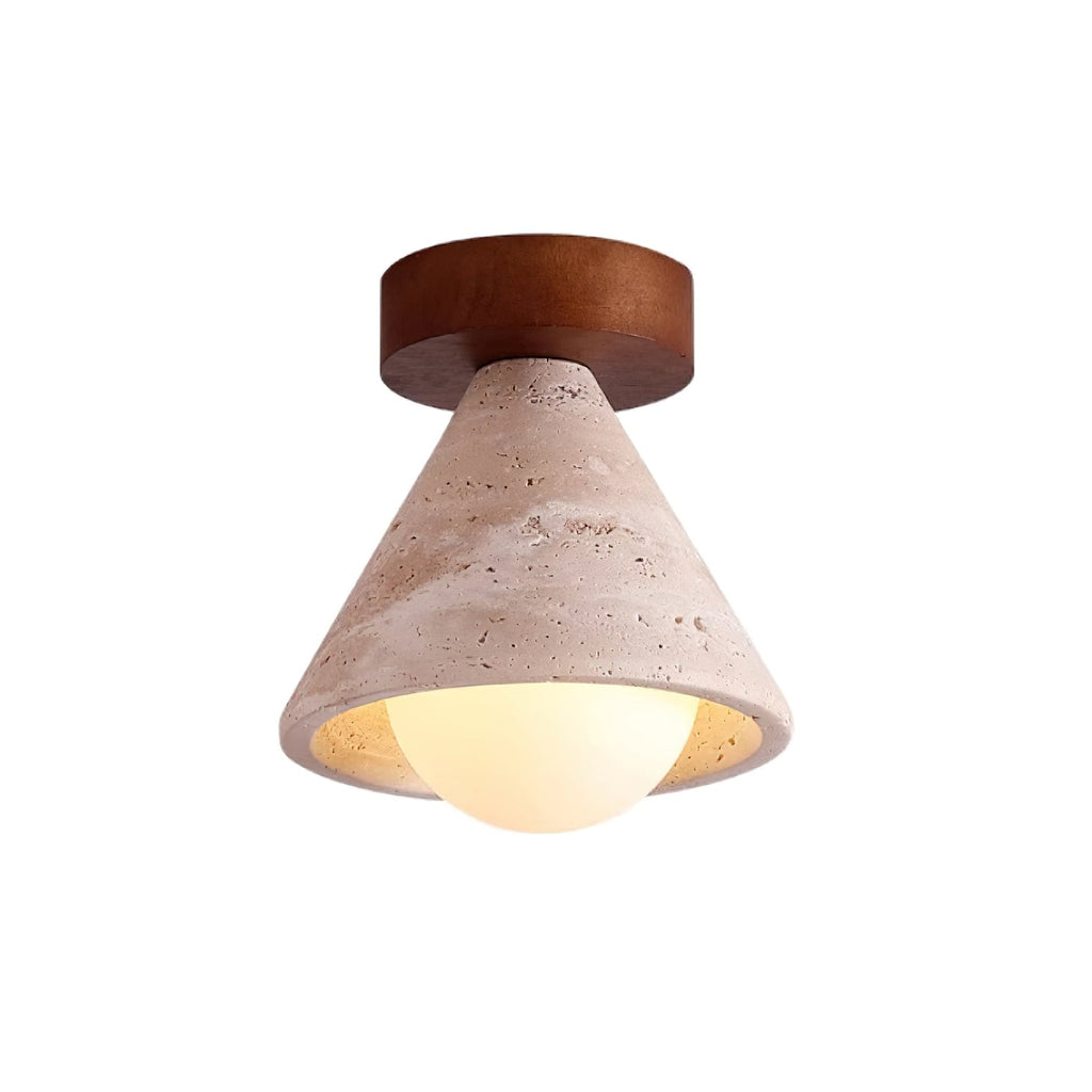 Hudon Lampe Plafonnier Semi-Encastrée en Cone de Travertin - Neutralighting