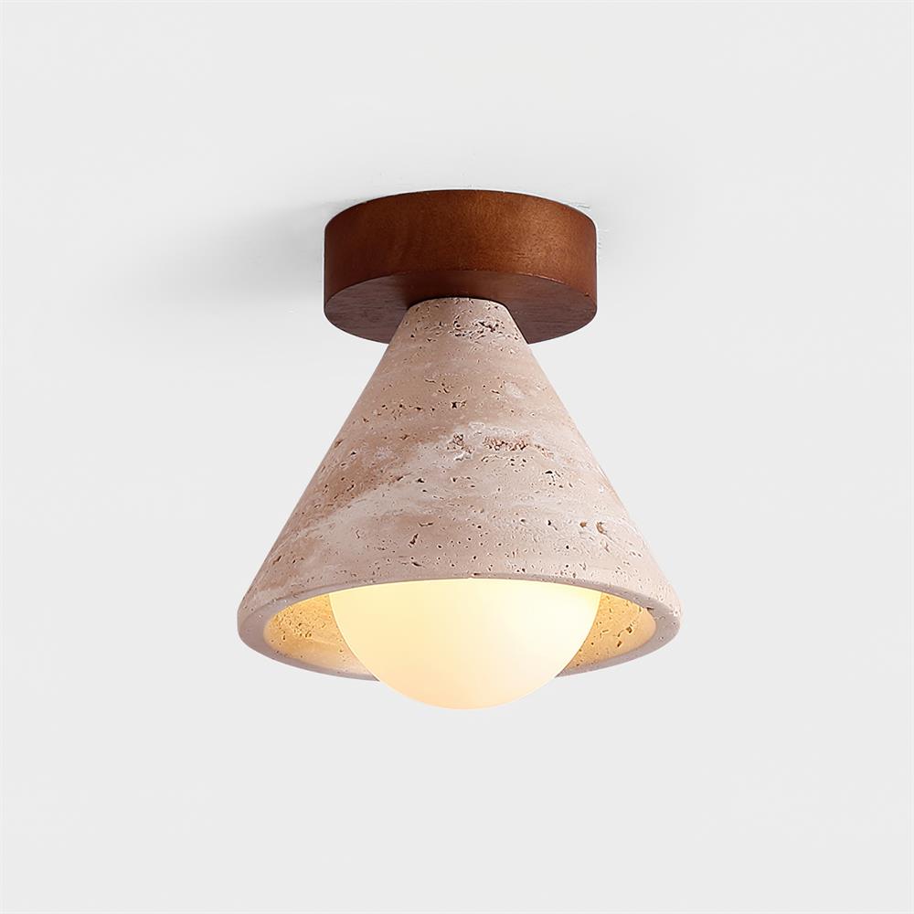 Hudon Lampe Plafonnier Semi-Encastrée en Cone de Travertin - Neutralighting