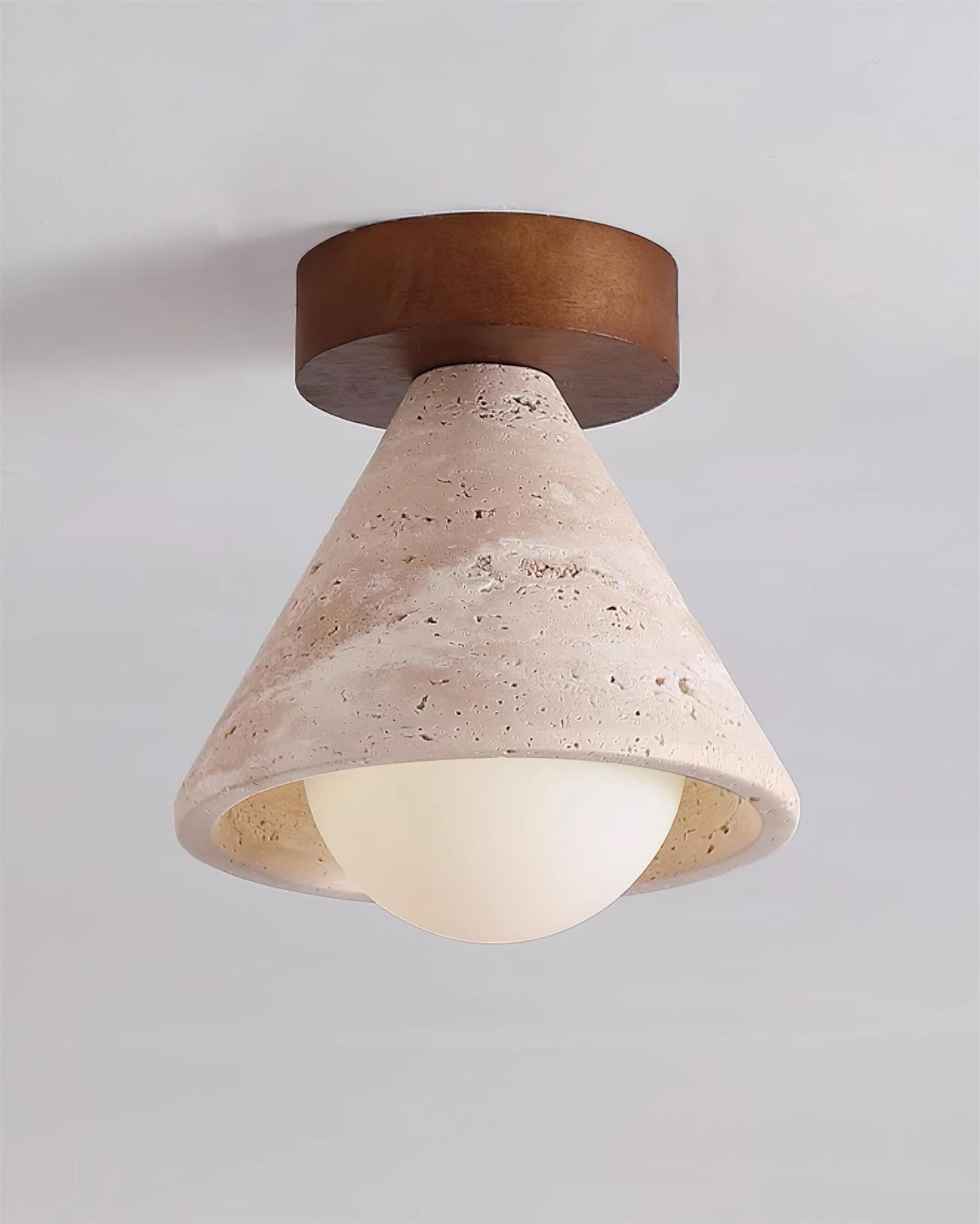 Hudon Lampe Plafonnier Semi-Encastrée en Cone de Travertin - Neutralighting