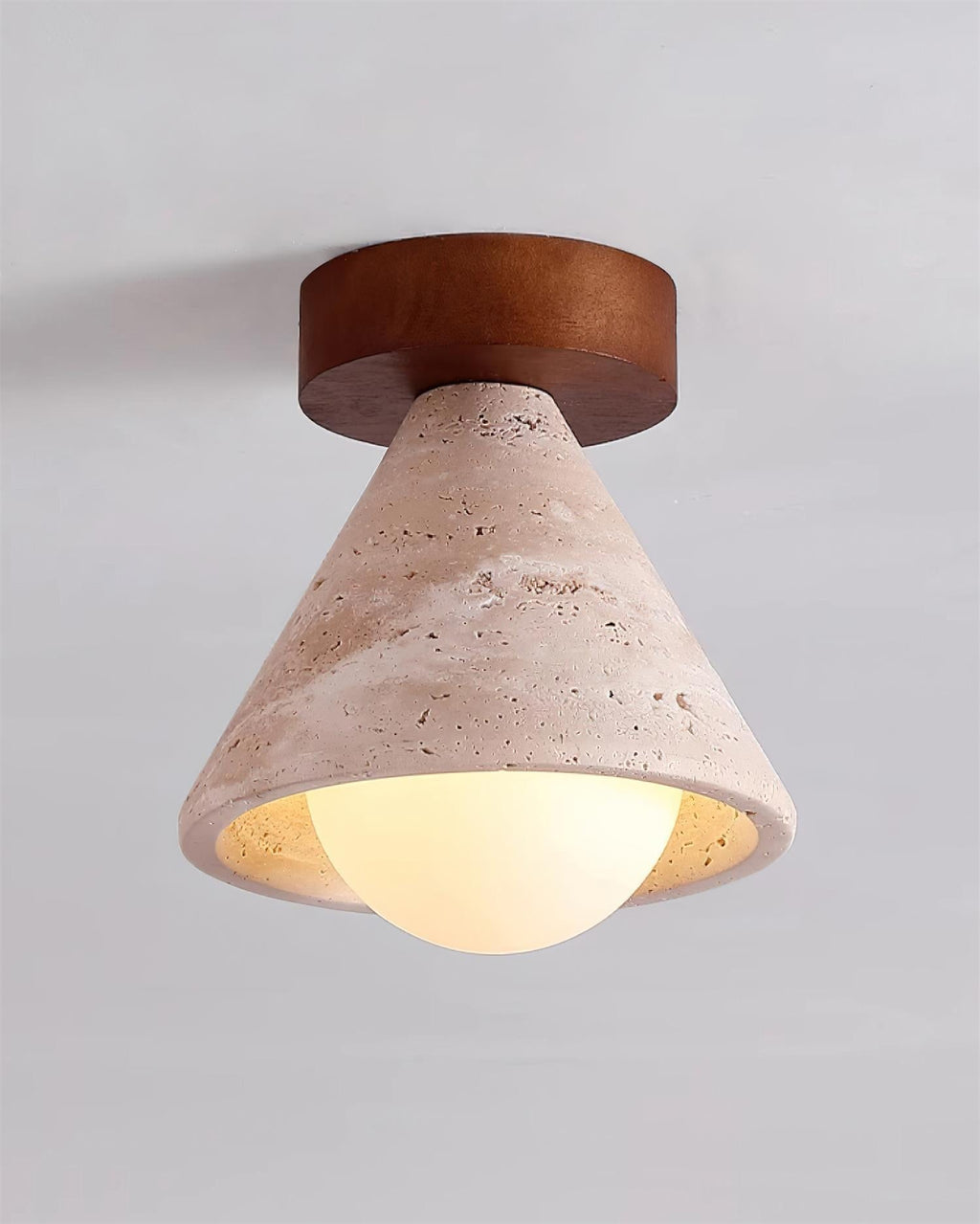 Hudon Lampe Plafonnier Semi-Encastrée en Cone de Travertin - Neutralighting