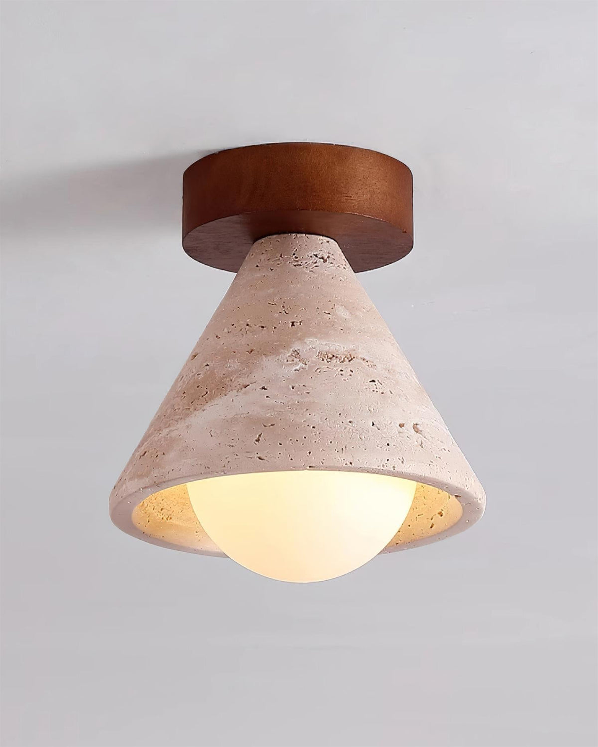 Hudon Lampe Plafonnier Semi-Encastrée en Cone de Travertin - Neutralighting