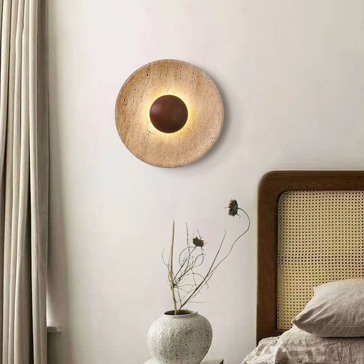 Gionne Applique Murale en Bois et Travertin - Neutralighting