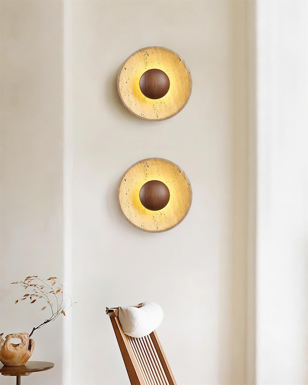 Gionne Applique Murale en Bois et Travertin - Neutralighting