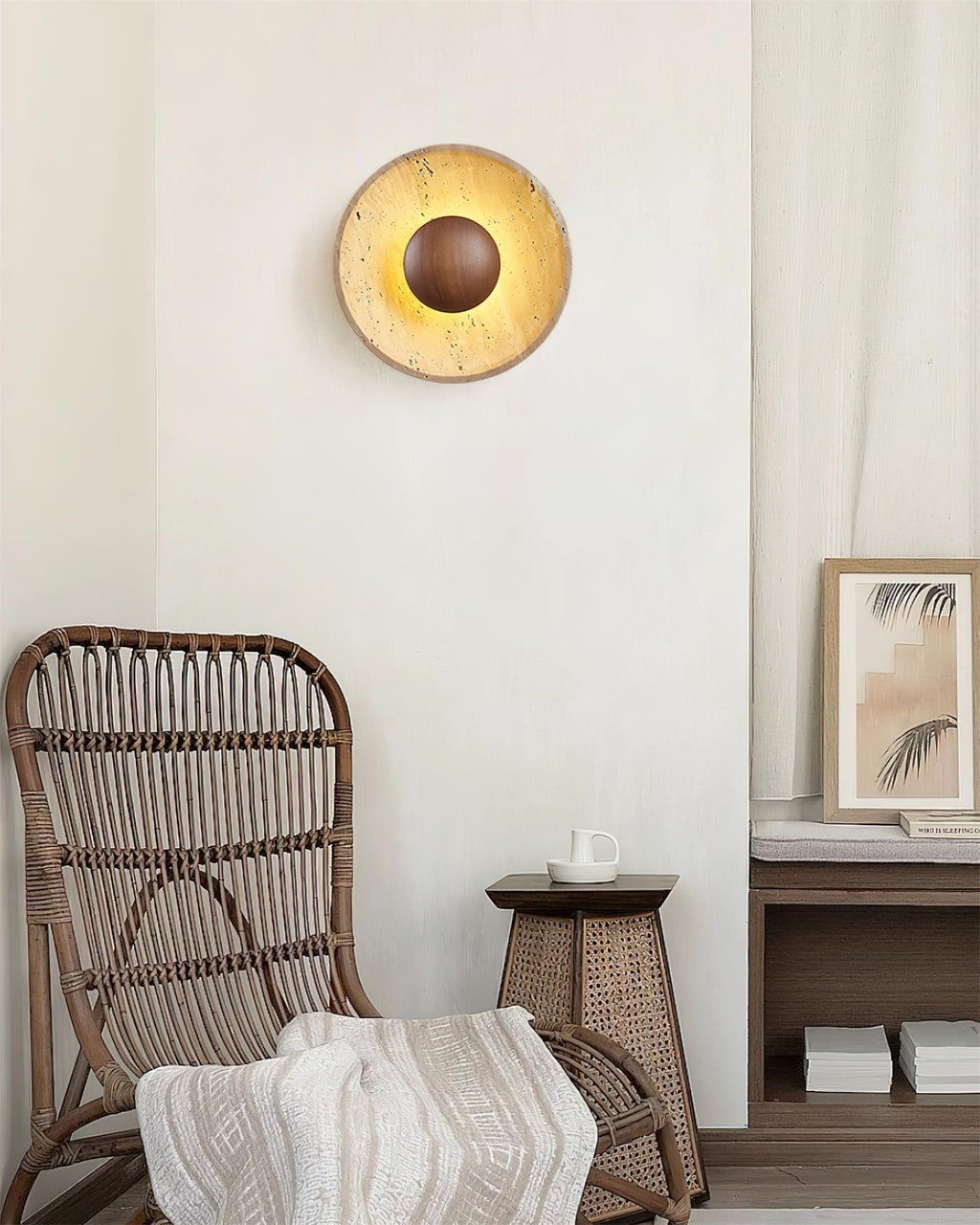 Gionne Applique Murale en Bois et Travertin - Neutralighting