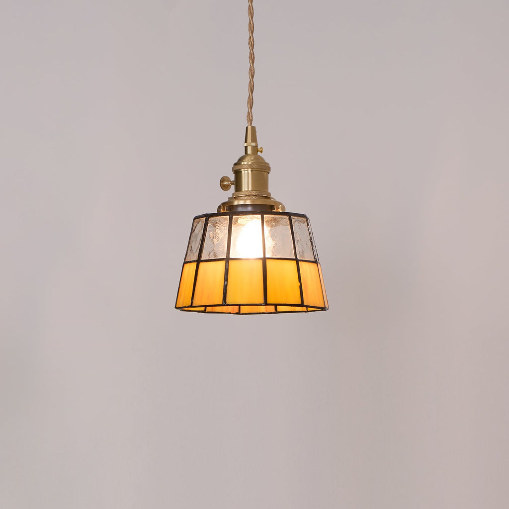 Suspension Coloré Verre Ombre Ancien Modèle Laiton Rétro - Neutralighting