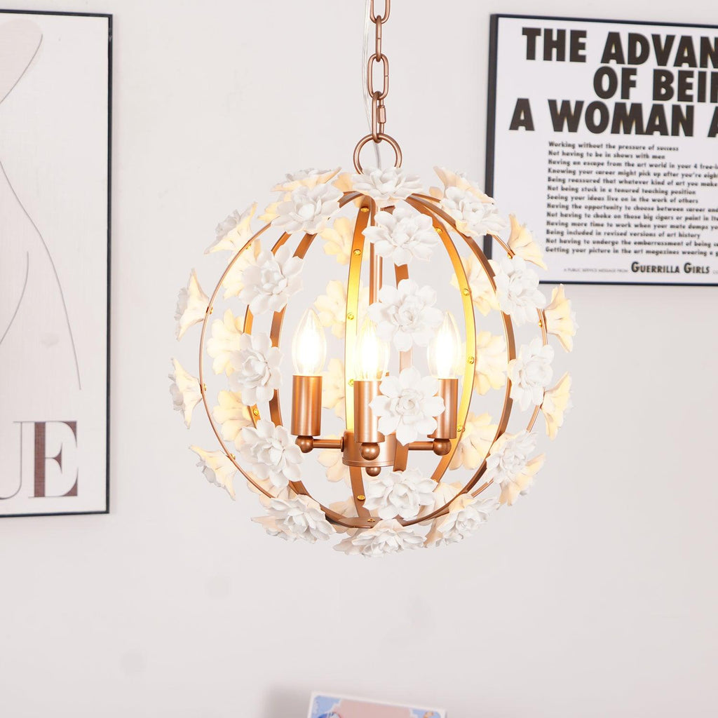 Kelly Lampe Pendante Globe Floral Rustique - Neutralighting