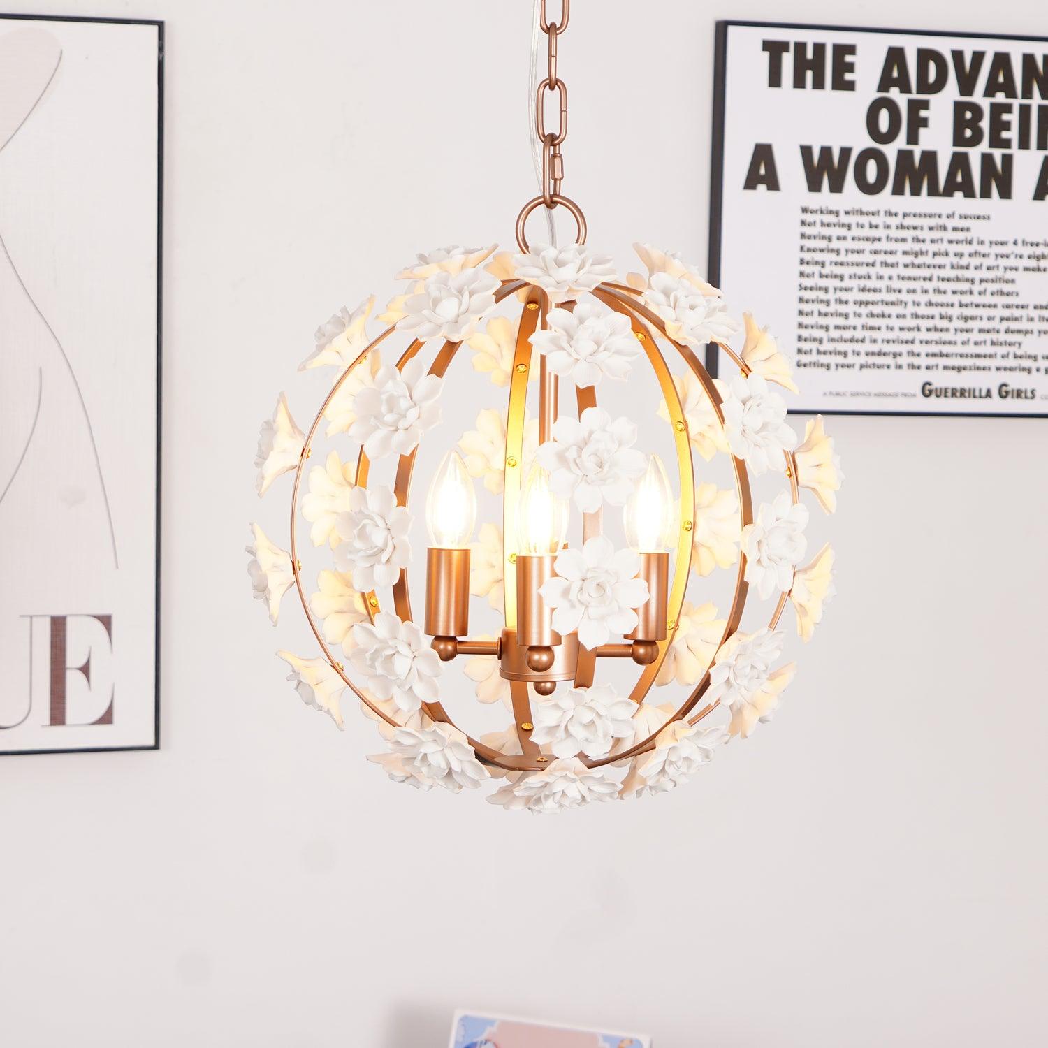 Kelly Lampe Pendante Globe Floral Rustique - Neutralighting