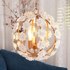 Kelly Lampe Pendante Globe Floral Rustique - Neutralighting