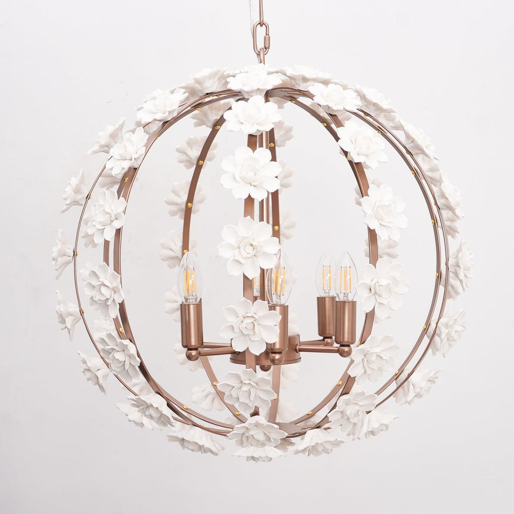 Kelly Lampe Pendante Globe Floral Rustique - Neutralighting