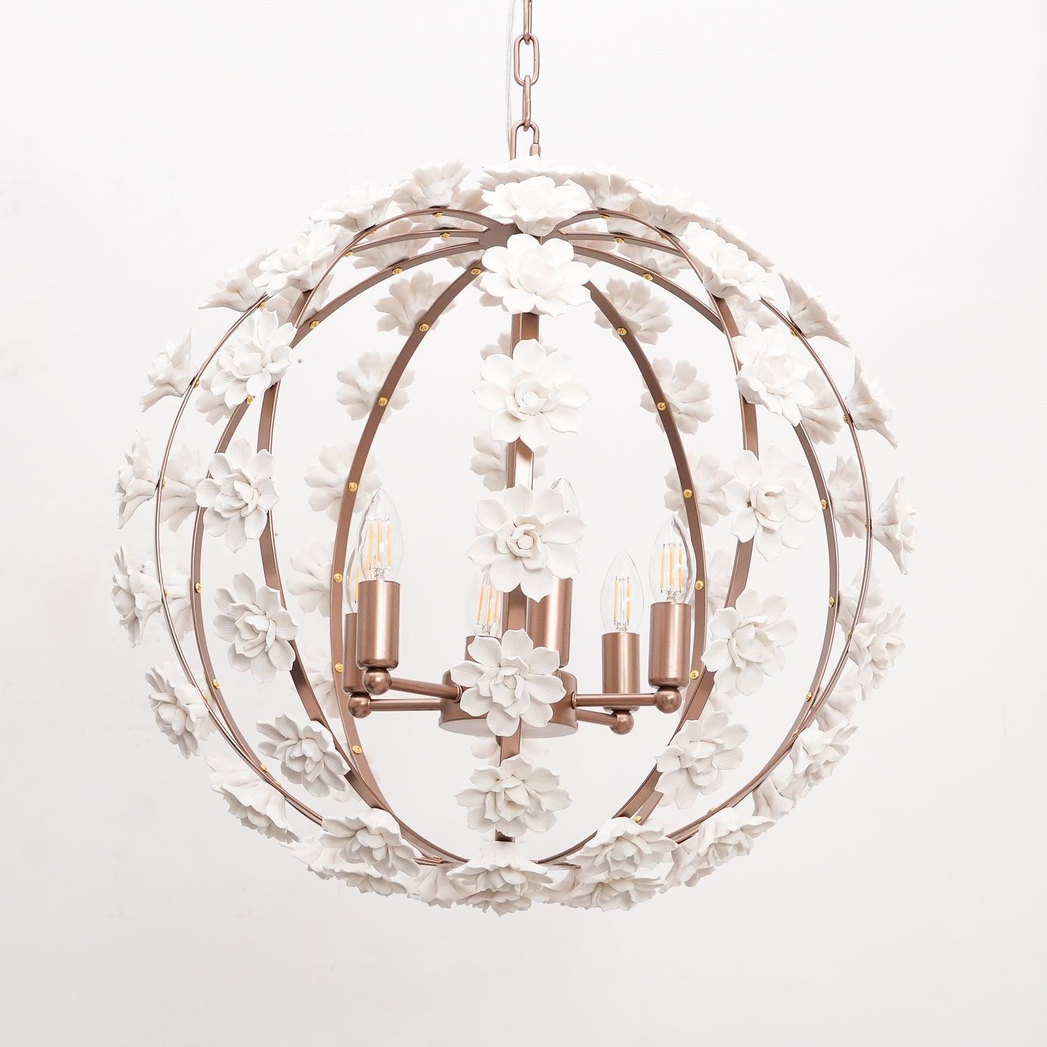 Kelly Lampe Pendante Globe Floral Rustique - Neutralighting