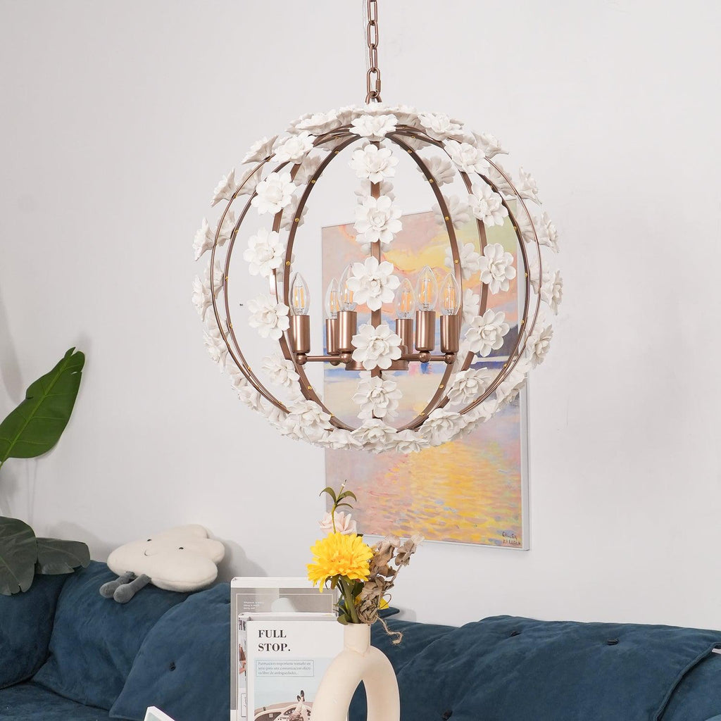 Kelly Lampe Pendante Globe Floral Rustique - Neutralighting