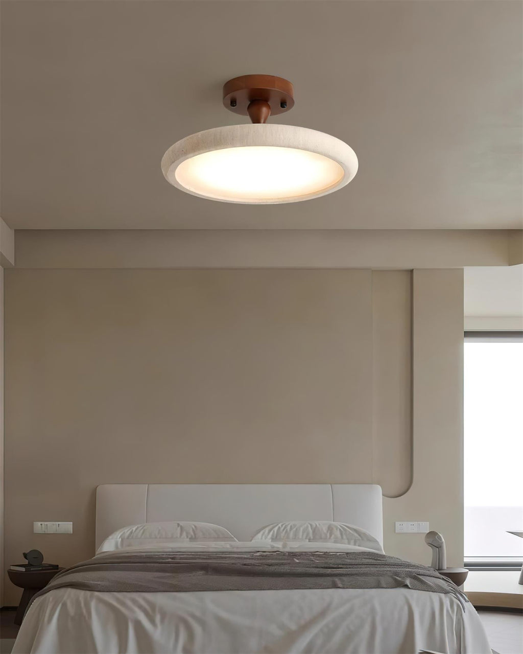Dovai Lampe Plafonnier Semi-Encastrée en Travertin - Neutralighting
