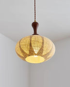 Kenso Suspension Lampe en Tissu Sphérique Col en Bois - Neutralighting