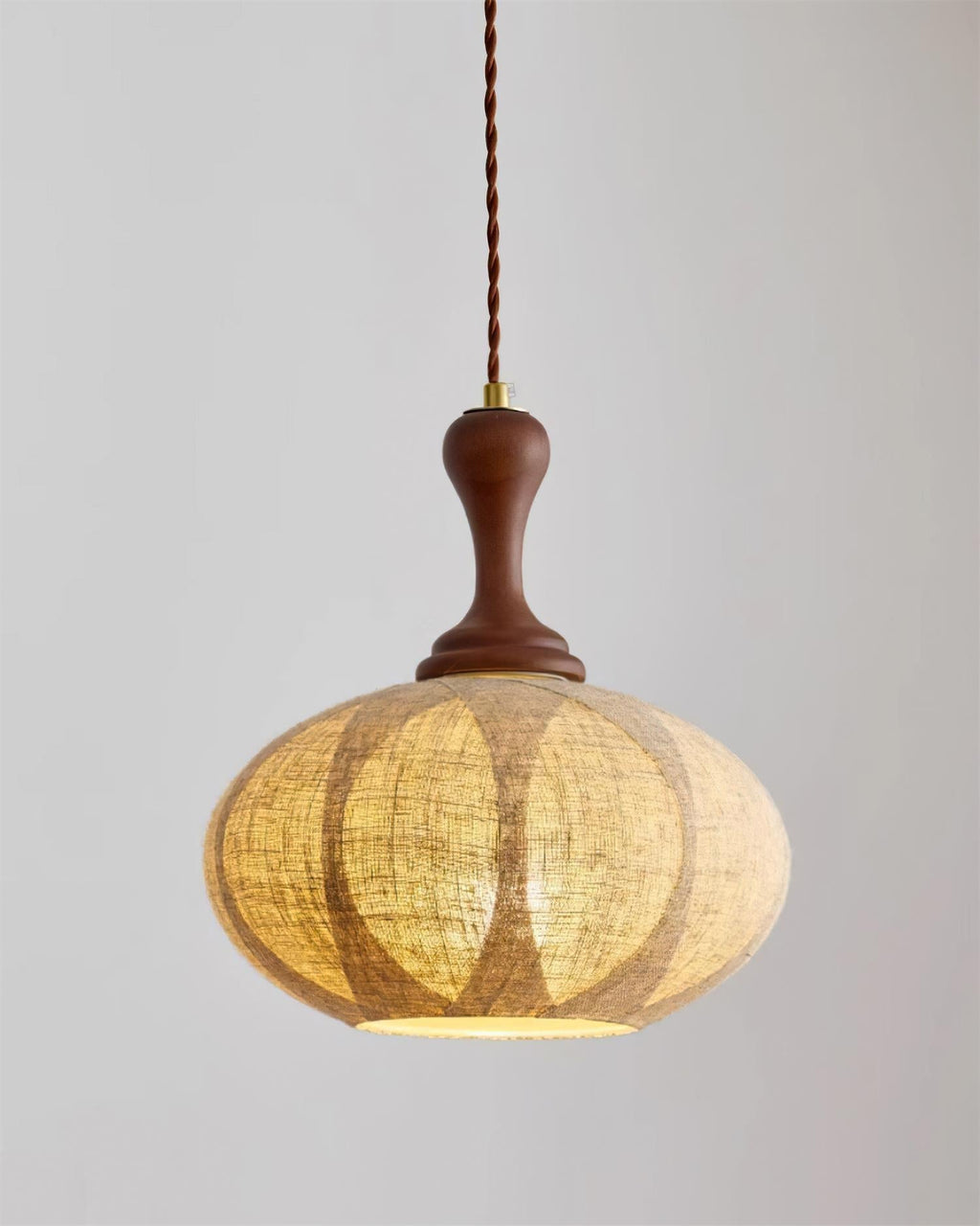 Kenso Suspension Lampe en Tissu Sphérique Col en Bois - Neutralighting
